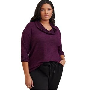 Torrid Super Soft Plush Cowl Neck Long Sleeve Purple Tunic Sweatshirt 1X